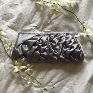 Ruffled Silver Clutch